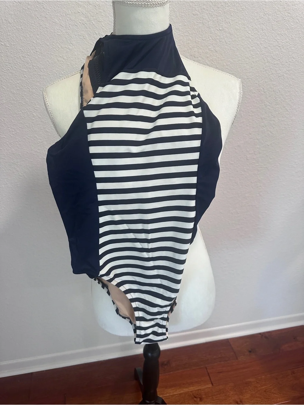 J. Crew Navy One-Piece Swimsuit with Beige Lining